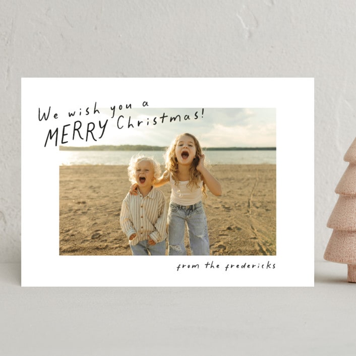 "Joyful Noise Playful Script" - Holiday Cards in Coal by Jackie Crawford - Front