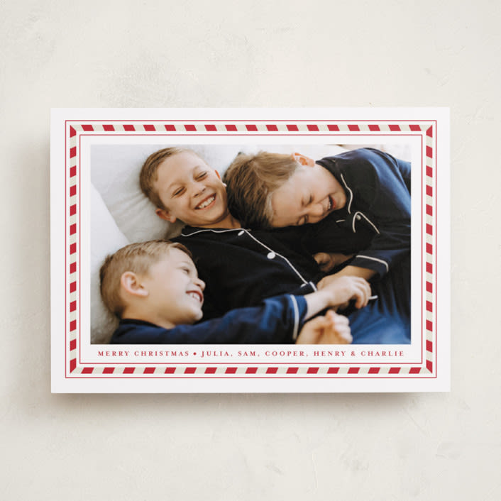 "Sweet Peppermint Frame" - Holiday Cards in Candy Cane by Alston Foster - Front