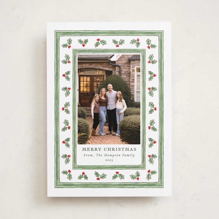 "Holly Berry Frame" - Holiday Cards in Snow by Lauren Jopling - Front