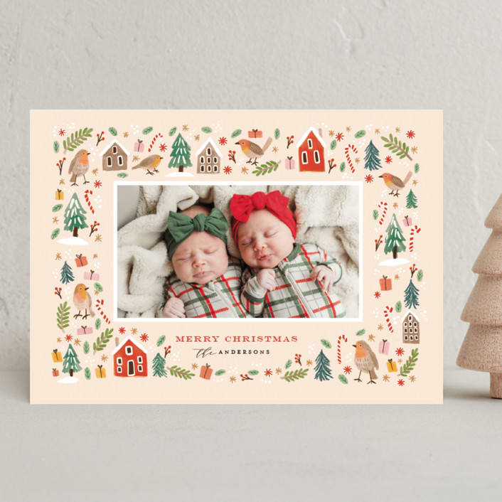 "christmas robin" - Holiday Cards in Berry by iamtanya - Front