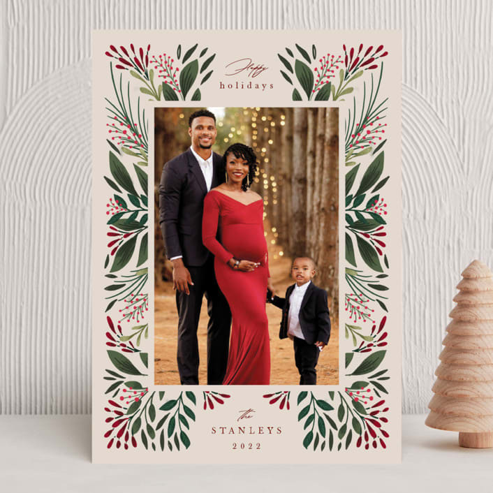 "Fleur" - Holiday Cards in Eggnog by Mansi Verma - Front