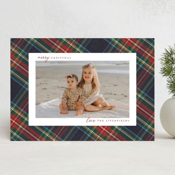 "Christmas tartan" - Holiday Cards in Flannel by Wildfield Paper Co - Front