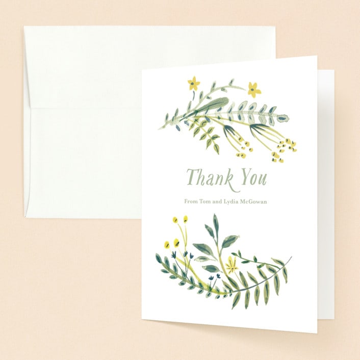 "Cheerful Blessing" - Baptism and Christening Thank You Cards in Lime by Morgan Ramberg - Front