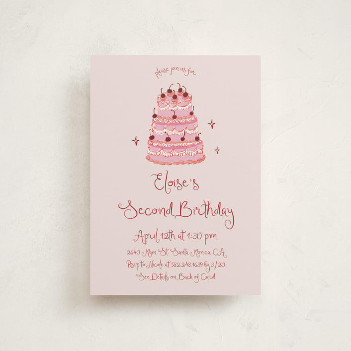 "vintage wedding cake" - Children's Birthday Party Invitations in Blush by Cass Loh - Front