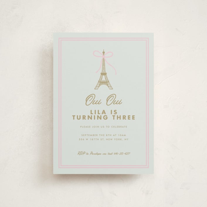 "Ooh La La" - Children's Birthday Party Invitations in Menthe by mo kelley - Front