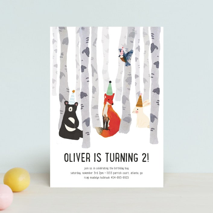 "woodland winter" - Children's Birthday Party Invitations in Snow by Morgan Kendall - Front