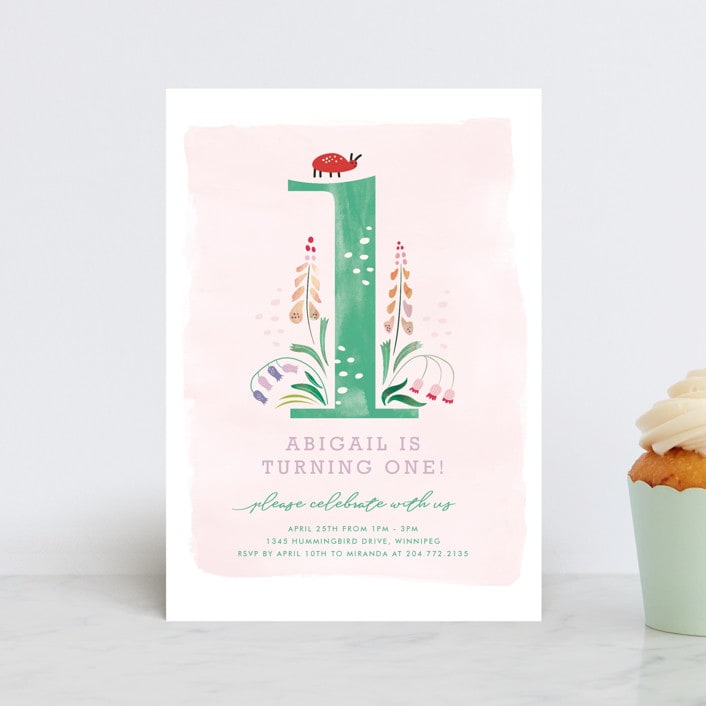 "Number One Bug" - Children's Birthday Party Invitations in Jade by Eve Schultz - Front