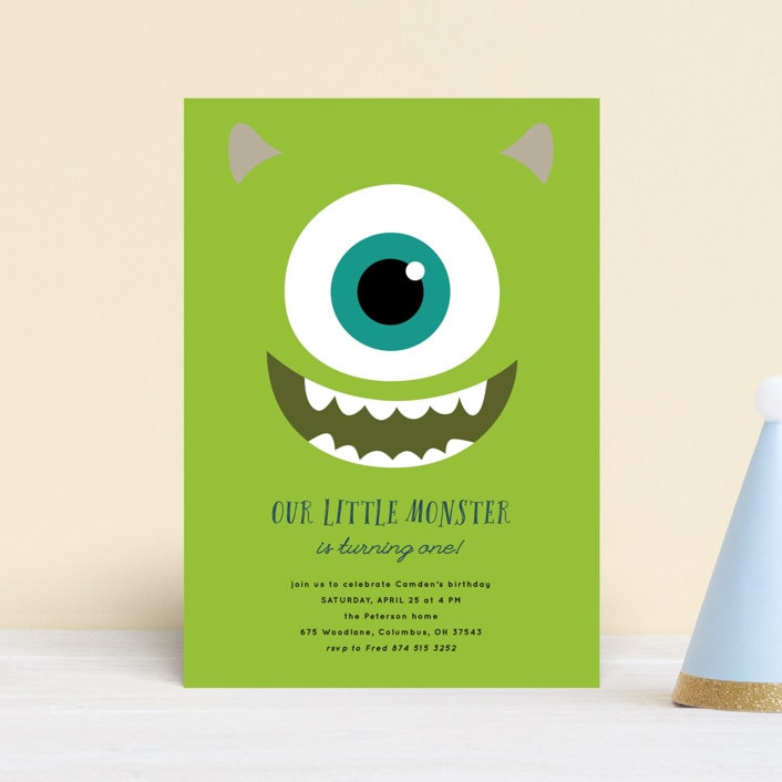 "Disney and Pixar's Monster Mike" - Children's Birthday Party Invitations in Seaweed by Orasie - Front