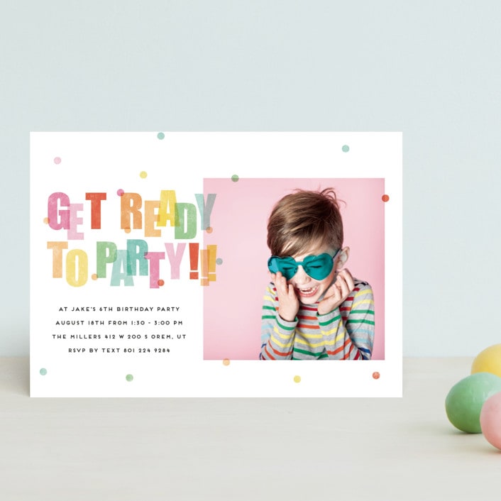 "Get Ready to Party" - Children's Birthday Party Invitations in Sprinkles by Stephanie Hawkes - Front