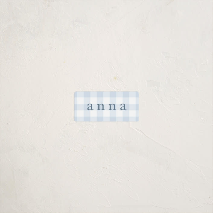 "Gingham" - Custom Name Labels in Bluebell by Stacey Meacham - Front
