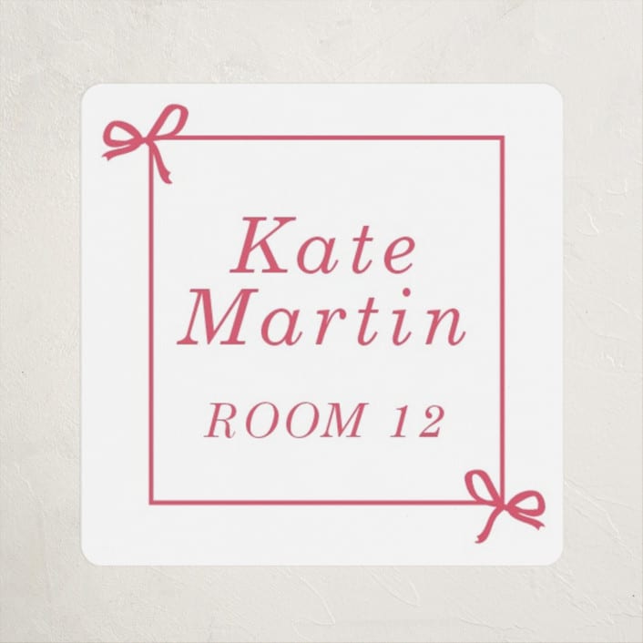 "Bow" - Custom Name Labels in Peony by Baumbirdy - Front
