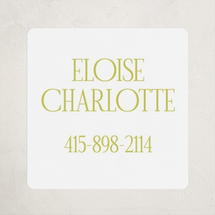 "elegant serif" - Custom Name Labels in Lime by Ellen Schlegelmilch - Front