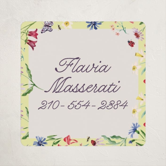 "Blooming Garden" - Custom Name Labels in Citrus by Pati Cascino - Front