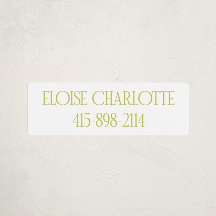 "elegant serif" - Custom Name Labels in Lime by Ellen Schlegelmilch - Front