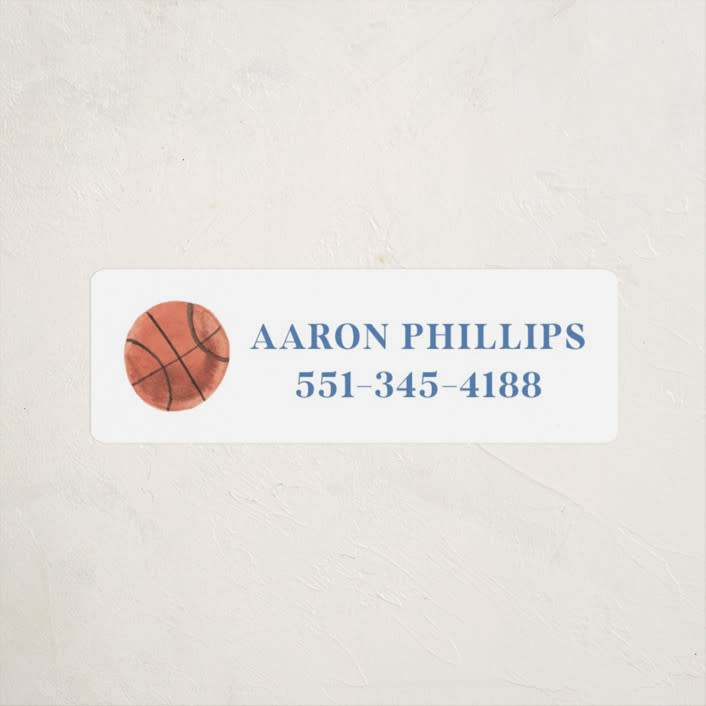 "Sportsy Basketball" - Custom Name Labels in Ice by Teju Reval - Front