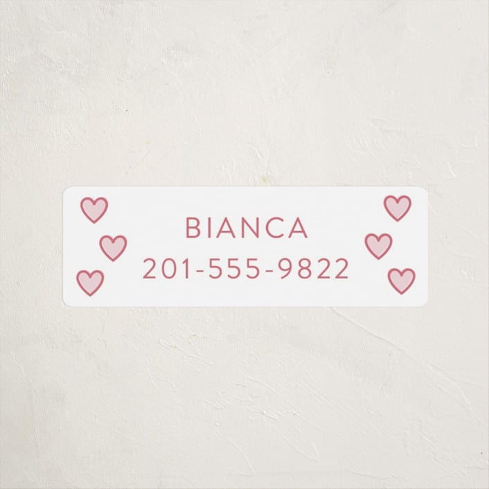 "Little Sweetheart" - Custom Name Labels in Strawberry by Angela Garrick - Front