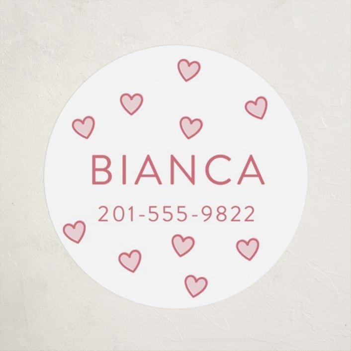 "Little Sweetheart" - Custom Name Labels in Strawberry by Angela Garrick - Front