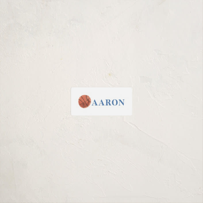 "Sportsy Basketball" - Custom Name Labels in Ice by Teju Reval - Front