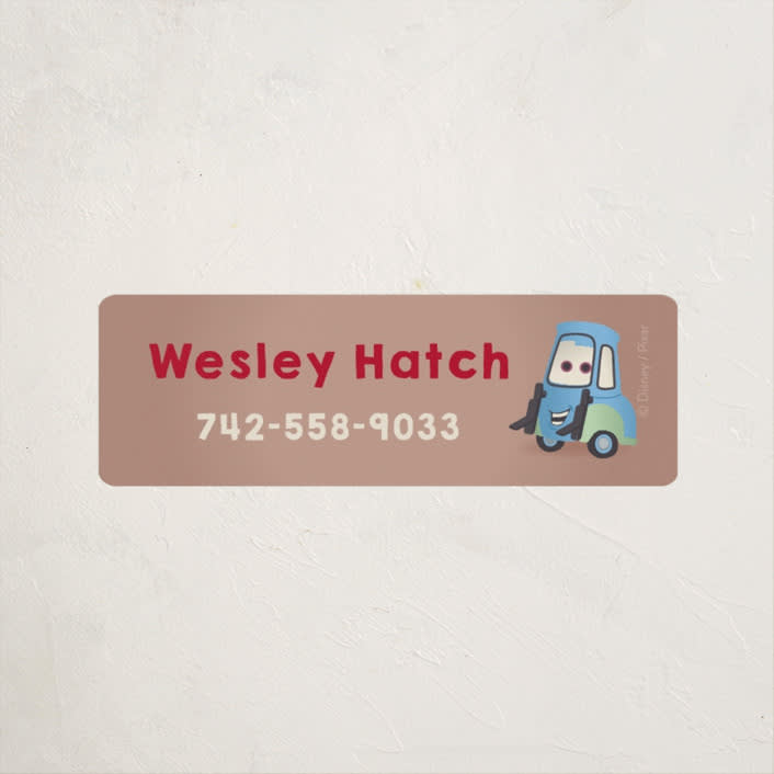 "DIsney Pixar Cars Lightning McQueen and Friends" - Custom Name Labels in Cherry by tinaleeart - Front