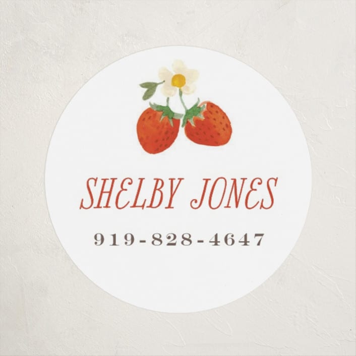 "So Berry Sweet" - Custom Name Labels in Strawberry by Itsy Belle Studio - Front
