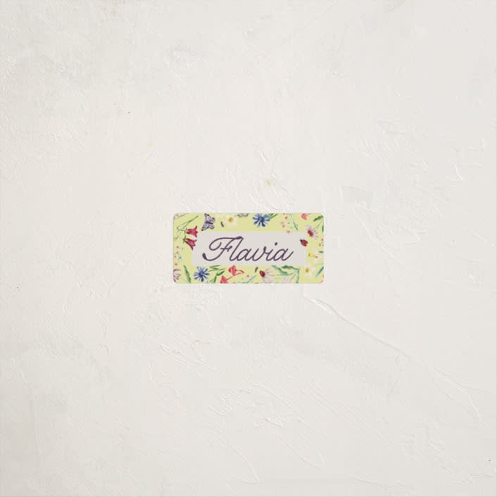 "Blooming Garden" - Custom Name Labels in Citrus by Pati Cascino - Front