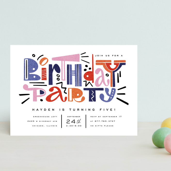 "funny letters" - Children's Birthday Party Invitations in Smoothie by Anastasia Makarova - Front