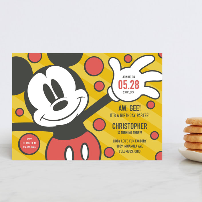 "Disney Mickey Mouse Aw, Gee!" - Children's Birthday Party Invitations in Sunshine by Heather Schertzer - Front