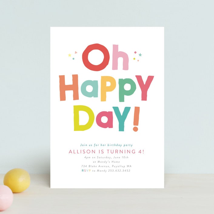 "Happy Day" - Children's Birthday Party Invitations in Dandelion by Itsy Belle Studio - Front