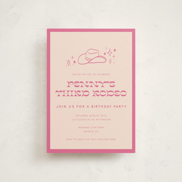 "Cowgirl Sweet Sixteen" - Children's Birthday Party Invitations in Peony by Rachel Cassel - Front