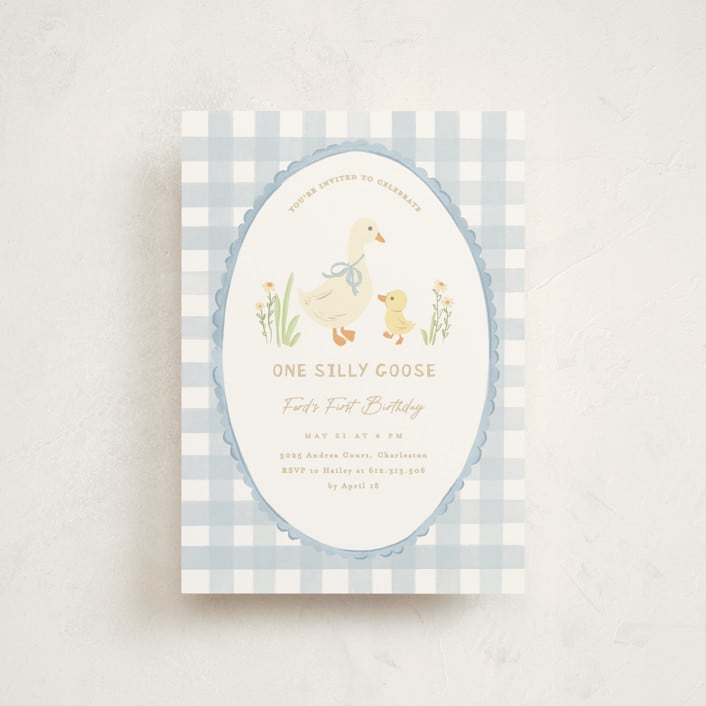"Vintage goose" - Children's Birthday Party Invitations in Sky by Creo Study - Front