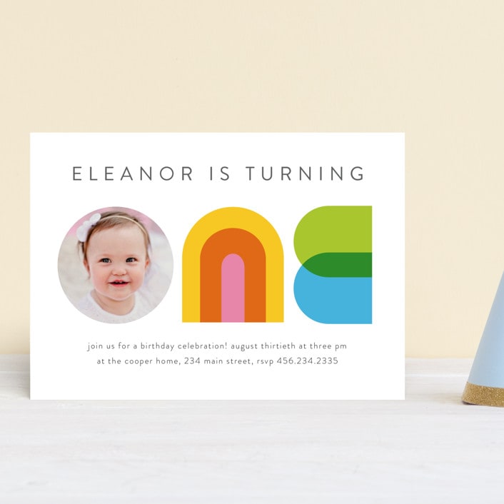 "One" - Children's Birthday Party Invitations in Sunshine by Lori Wemple - Front