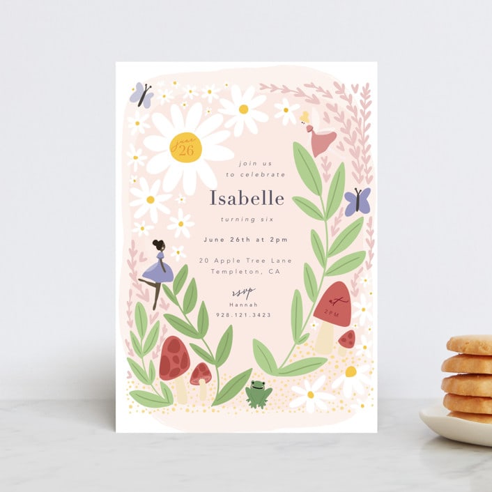 "Fairies" - Children's Birthday Party Invitations in Rose by Hudson meet Rose - Front