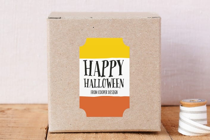 "Candy Corn Too" - Custom Stickers in Pumpkin by Erin Deegan - Front