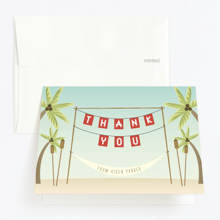 "Beach Luau" - Children's Birthday Party Thank You Cards in Red Balloon by Grace Kreinbrink - Front