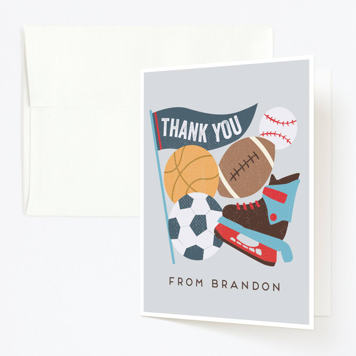 "All Star" - Children's Birthday Party Thank You Cards in Glacier by peetie design - Front