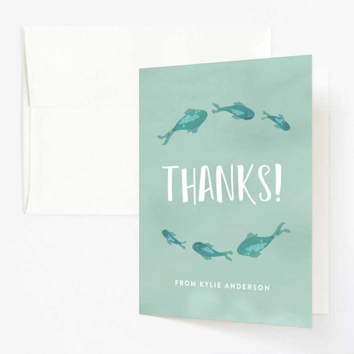 "Little Mermaid" - Children's Birthday Party Thank You Cards in Azure by Grae - Front