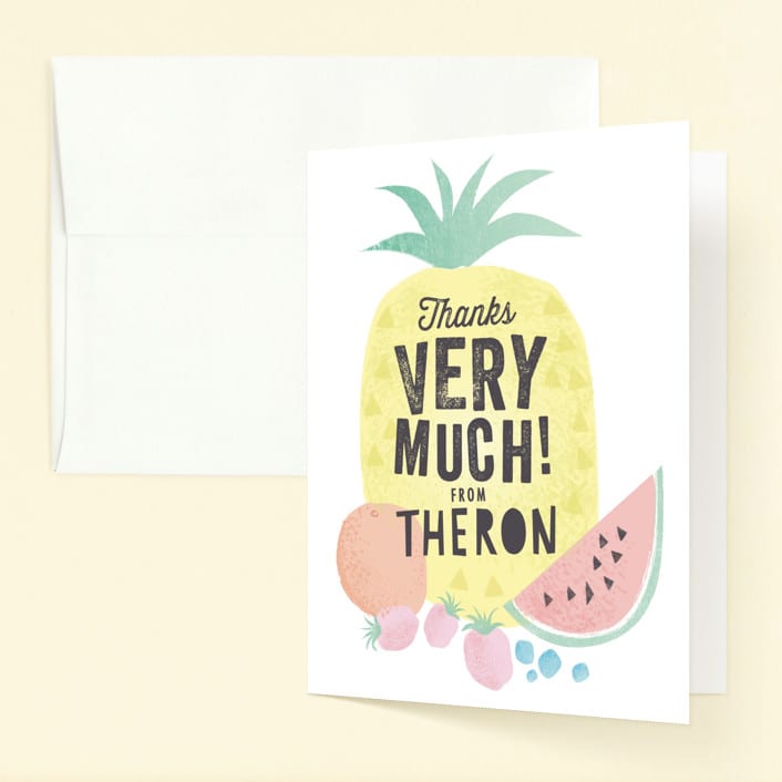 "Tutti Frutti" - Children's Birthday Party Thank You Cards in Pineapple by Karidy Walker - Front