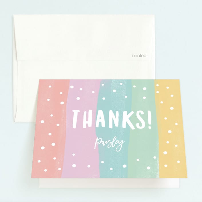 "rainbow one" - Children's Birthday Party Thank You Cards in Sherbet by Jennifer Wick - Front
