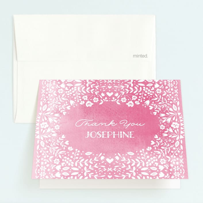"Cute painted birthday" - Children's Birthday Party Thank You Cards in Cherry Blossom by Phrosné Barwood - Front