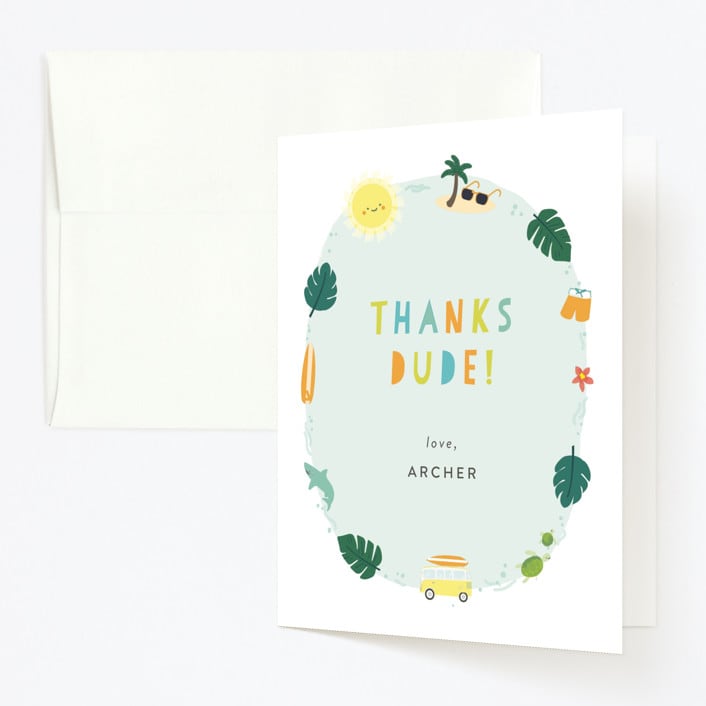 "Baby on Board" - Children's Birthday Party Thank You Cards in Citrus by Itsy Belle Studio - Front