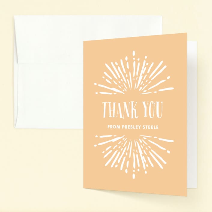 "Radiant" - Children's Birthday Party Thank You Cards in Taffy by Oma N. Ramkhelawan - Front