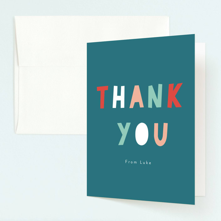"That First Cake" - Children's Birthday Party Thank You Cards in Citrus by Christie Garcia - Front