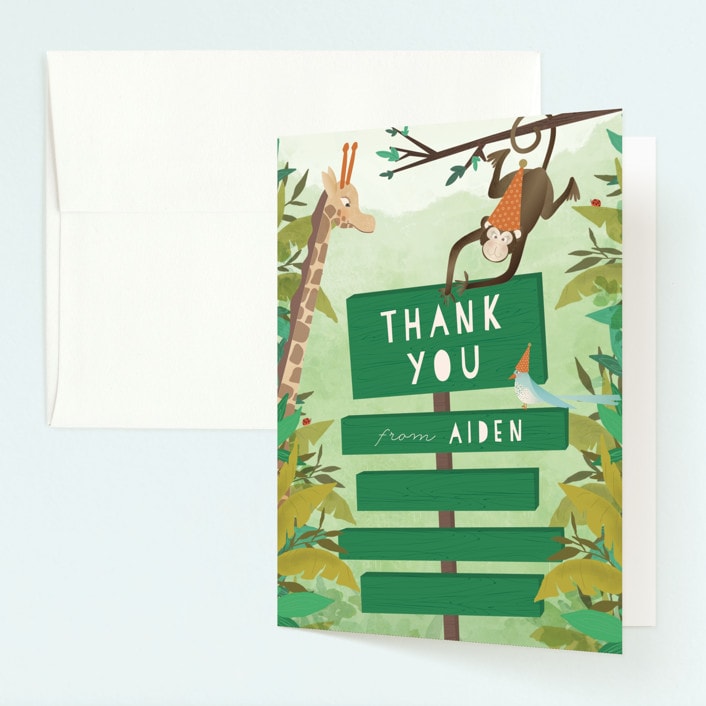 "Jungle View" - Children's Birthday Party Thank You Cards in Jungle by Grace Kreinbrink - Front