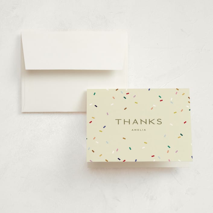 "tiny bold sprinkles" - Children's Birthday Party Thank You Cards in Cream by Ellen Schlegelmilch - Front