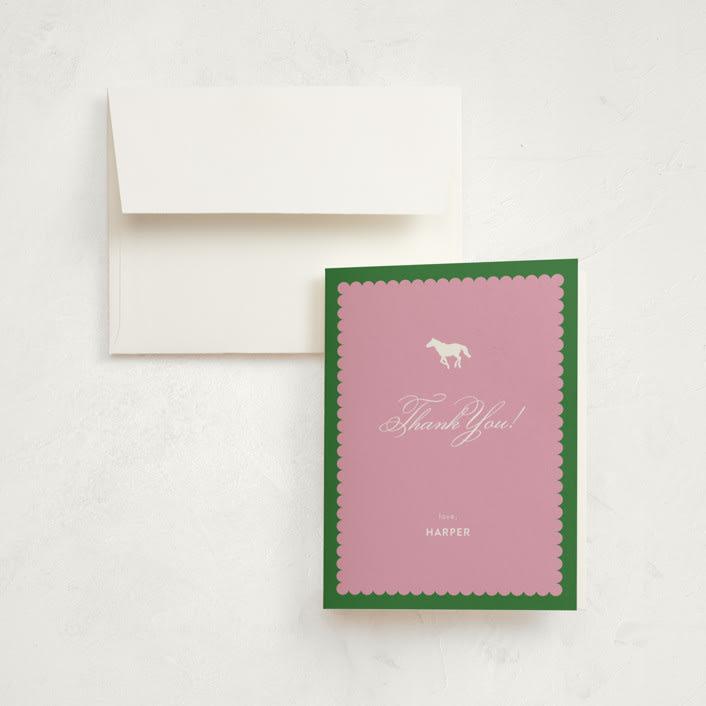"Derby Party" - Children's Birthday Party Thank You Cards in Bubblegum by Ashlee Townsend - Front