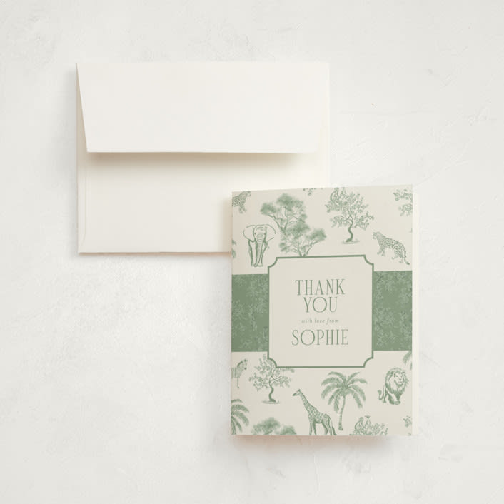 "Safari" - Children's Birthday Party Thank You Cards in Palm by Jenna Holcomb - Front