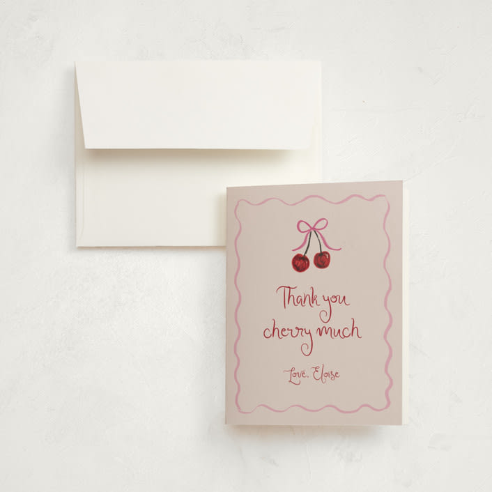 "vintage wedding cake" - Children's Birthday Party Thank You Cards in Blush by Cass Loh - Front