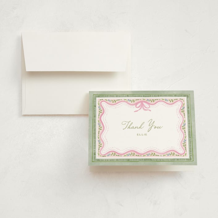 "Birthday Par-Tea" - Children's Birthday Party Thank You Cards in Garden Glory by Creo Study - Front