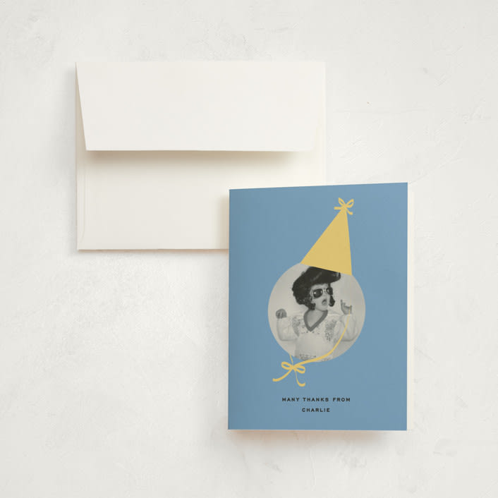 "birthday hat" - Children's Birthday Party Thank You Cards in Lemon by Jennifer Lew - Front