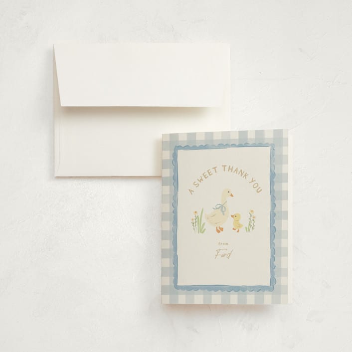 "Vintage goose" - Children's Birthday Party Thank You Cards in Sky by Creo Study - Front
